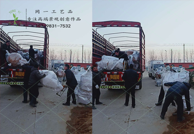 稻草工藝品水果造型裝車發貨