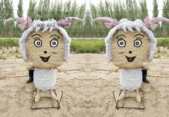 內蒙古客戶稻草工藝品喜羊羊造型案例圖