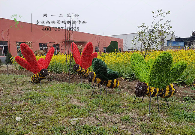 仿真綠雕蜜蜂造型